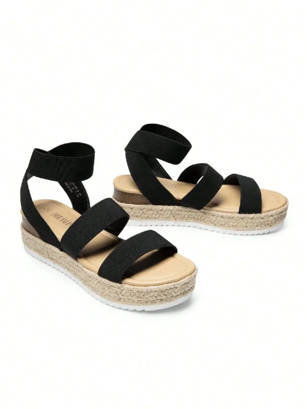 Black Vacation Women's Wedges Open Toe Ankle Strap Buckle Ankle Strap Sandals